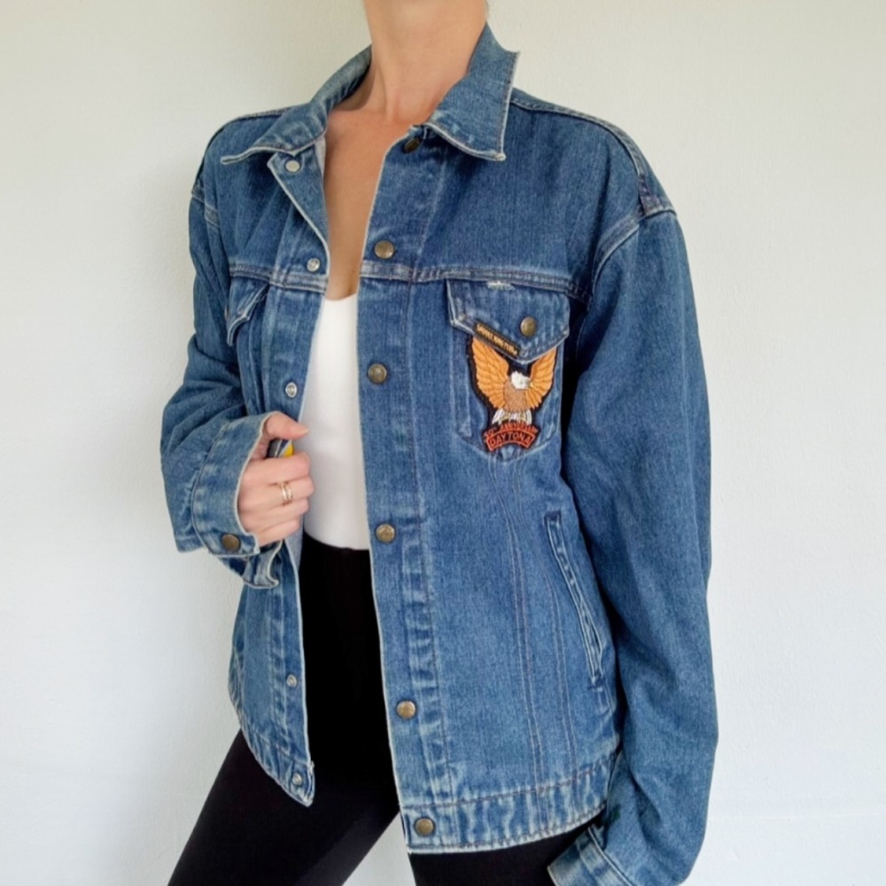 Vintage Harley Davidson Saddle King Western Daytona 50th Anniversay denim jacket